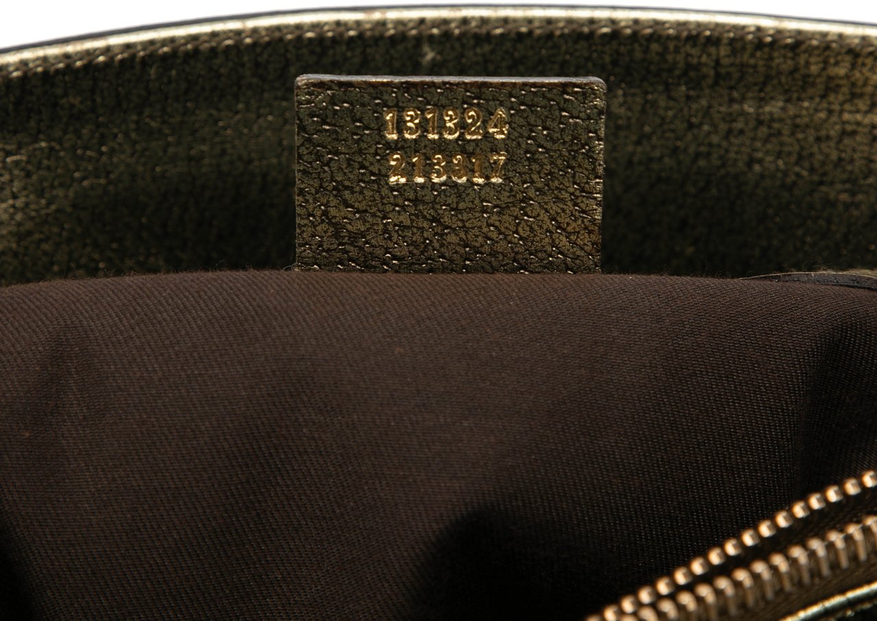 Gucci Metallic Calfskin Metal Bamboo Handbag Goud