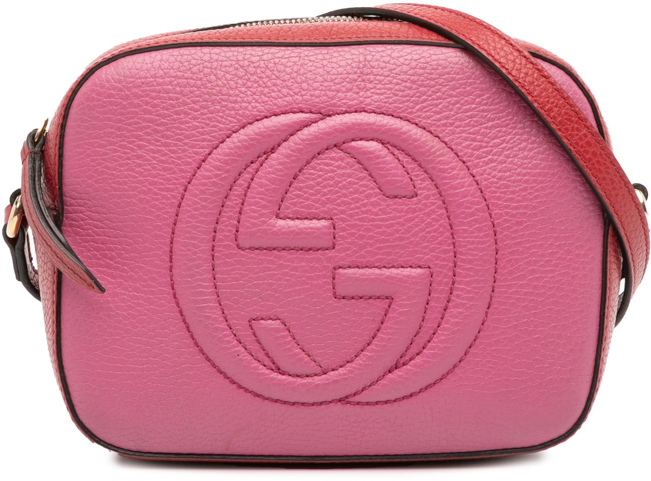 Gucci Small Bicolor Leather Soho Disco Crossbody Roze