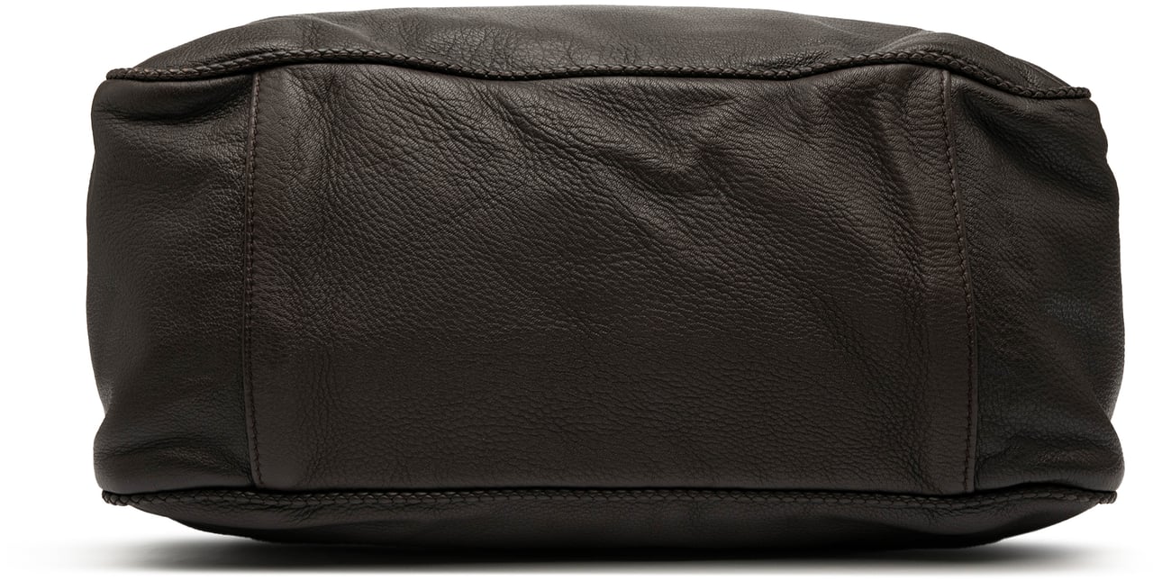 Gucci Large Pebbled Deerskin Bamboo Hip Tote Bruin