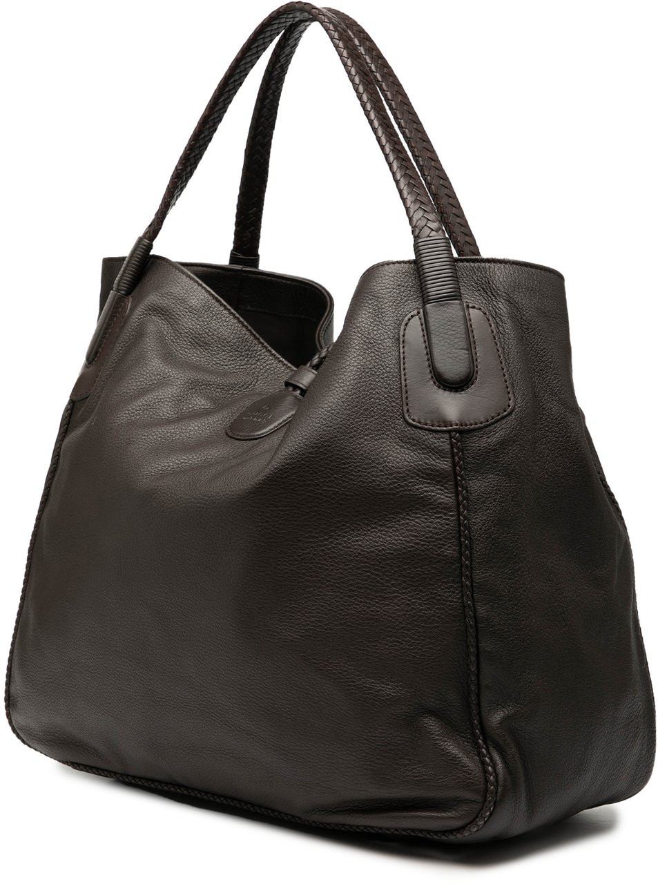 Gucci Large Pebbled Deerskin Bamboo Hip Tote Bruin