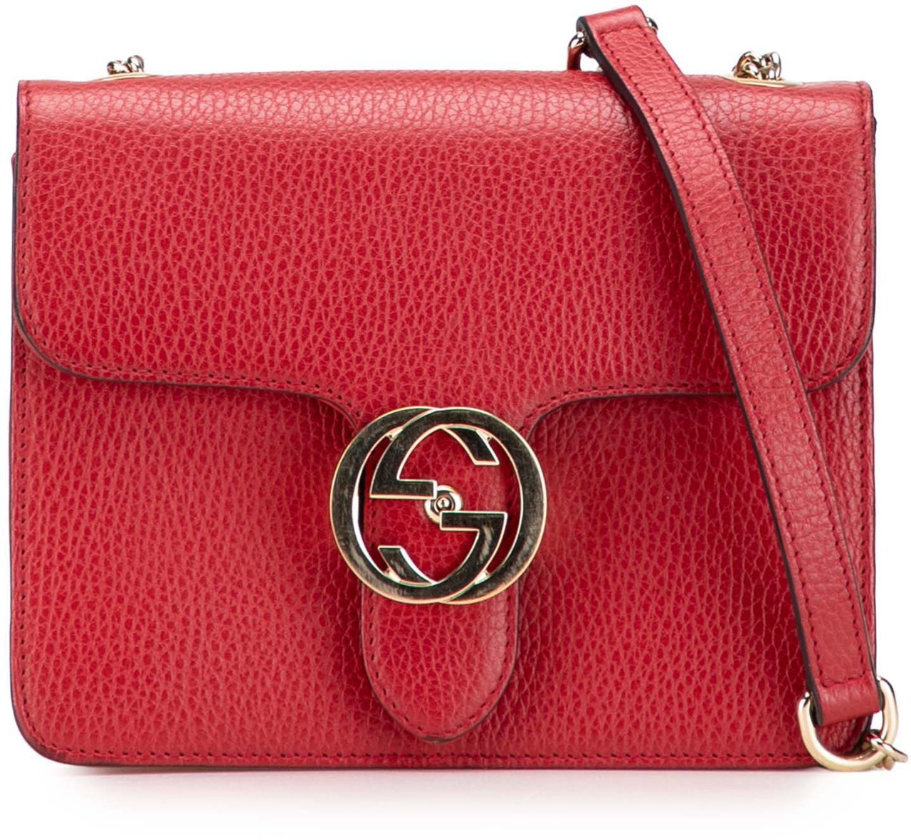 Gucci Small Dollar Calfskin Interlocking G Crossbody Rood