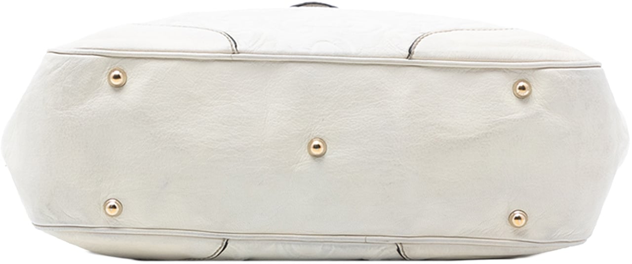 Gucci Leather Bamboo Horsebit Tote Wit