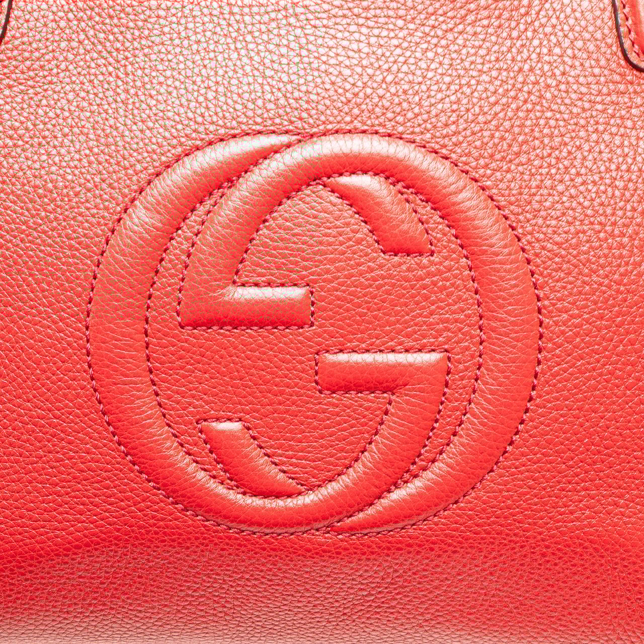 Gucci Small Leather Soho Cellarius Satchel Rood