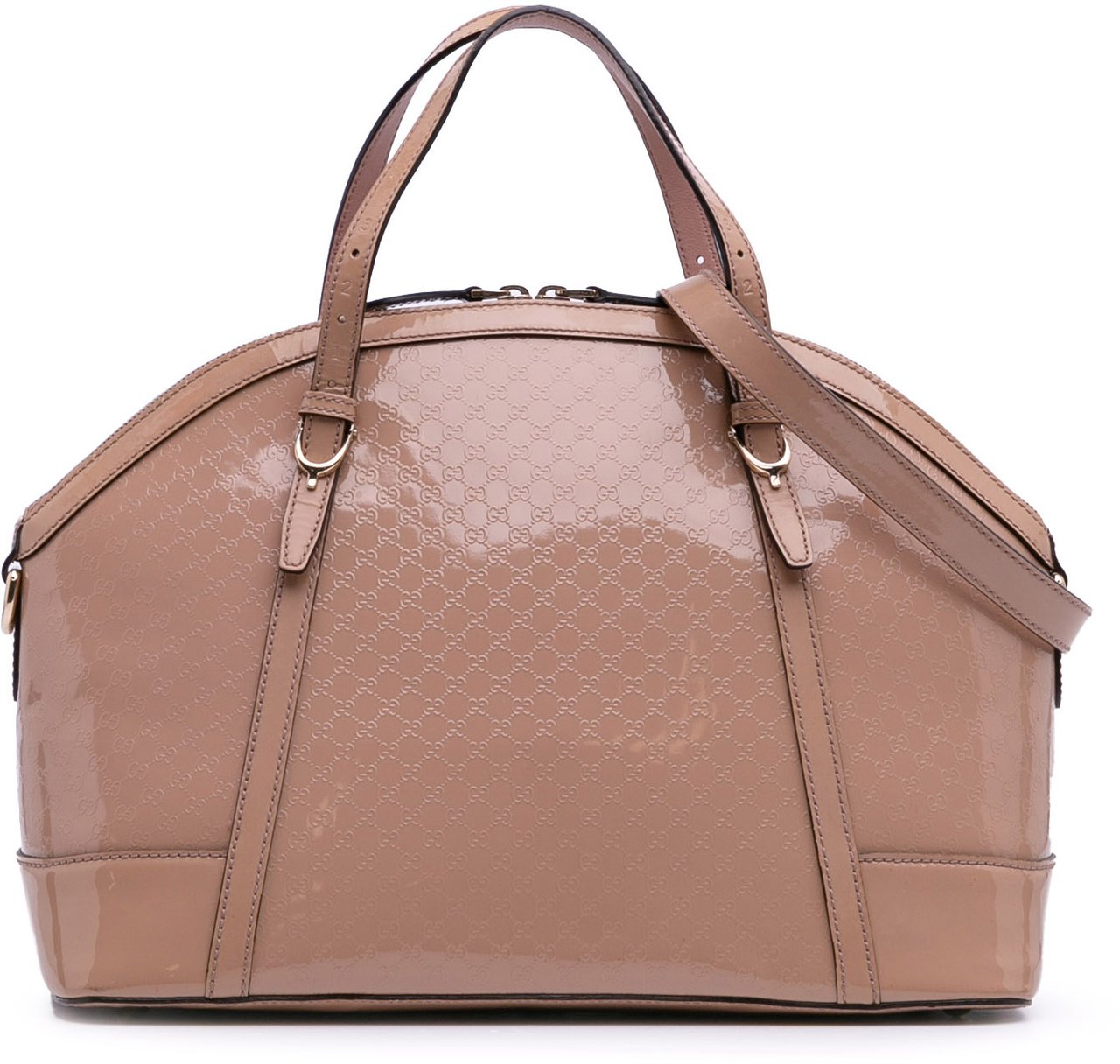 Gucci Large Microguccissima Patent Nice Dome Satchel Bruin