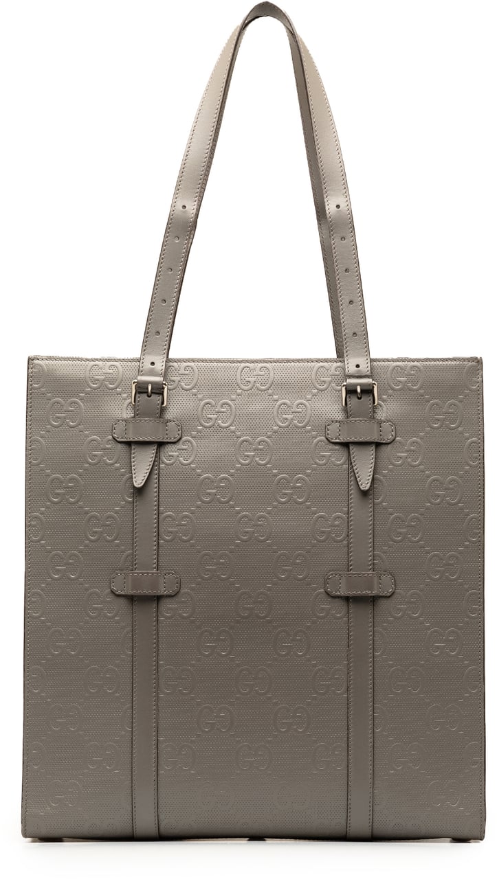Gucci GG Embossed Leather Vertical Tote Grijs