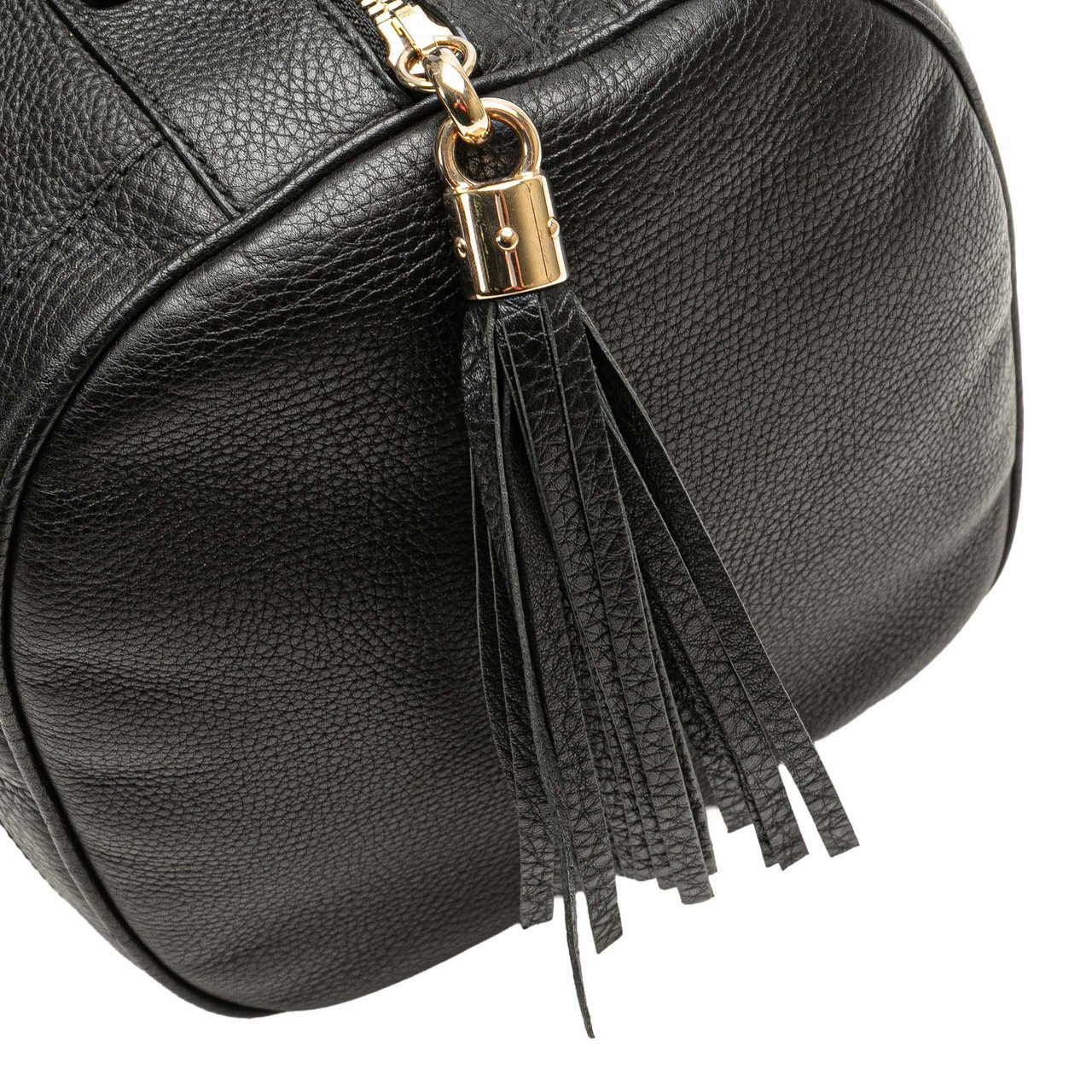 Gucci Medium Pebbled Calfskin Soho Boston Bag Zwart