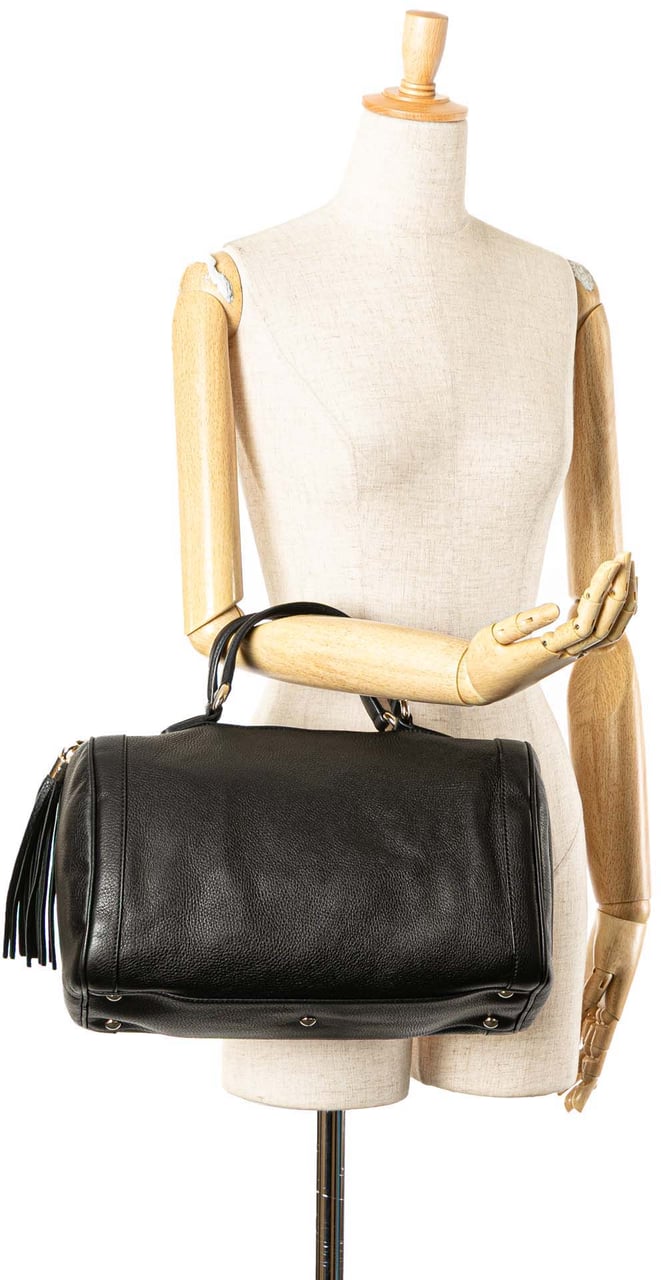 Gucci Medium Pebbled Calfskin Soho Boston Bag Zwart