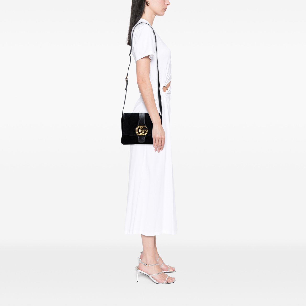 Gucci Medium Suede Arli Crossbody Zwart