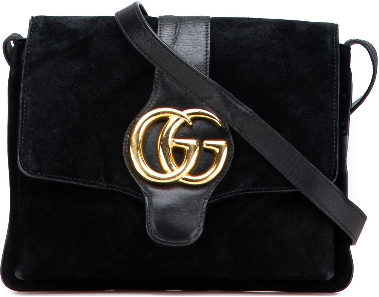 Gucci Medium Suede Arli Crossbody Zwart