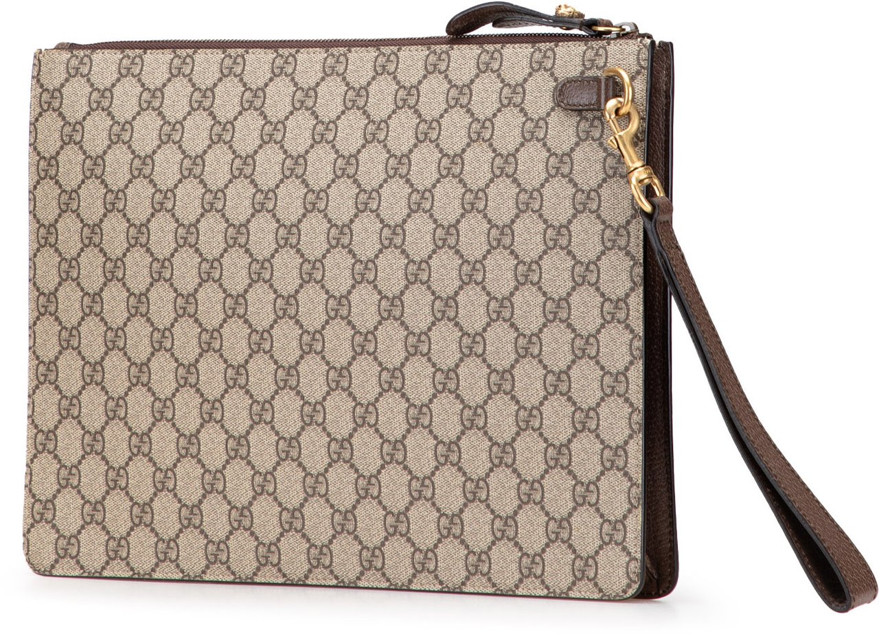 Gucci GG Supreme Web Butterfly Clutch Bruin