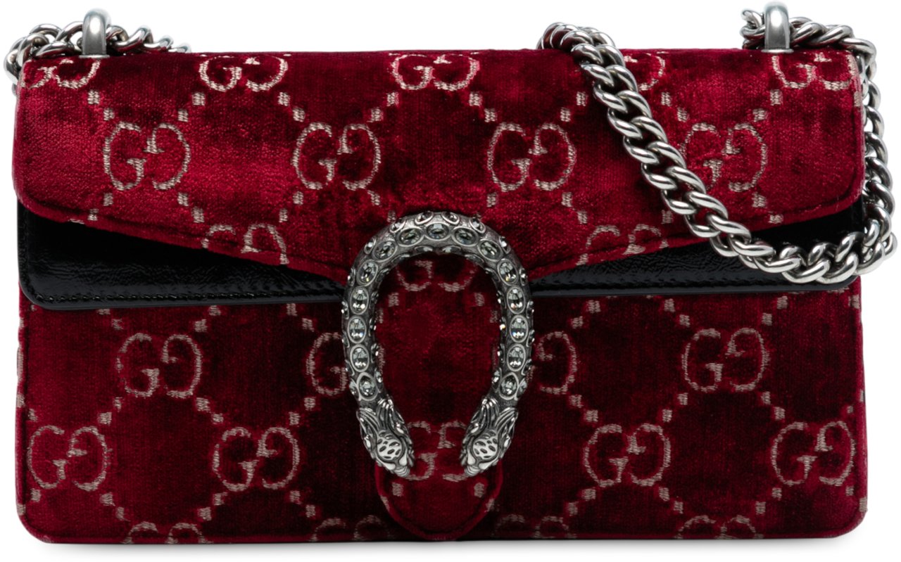 Gucci Medium GG Velvet Dionysus Crossbody Rood