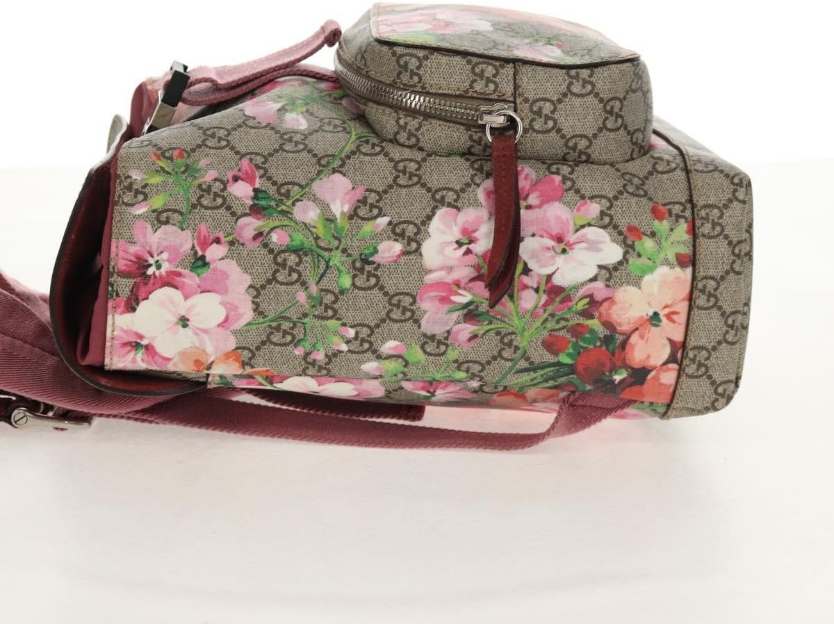 Gucci Gucci Buckle Backpack Blooms Print GG Coated Canvas Small Beige
