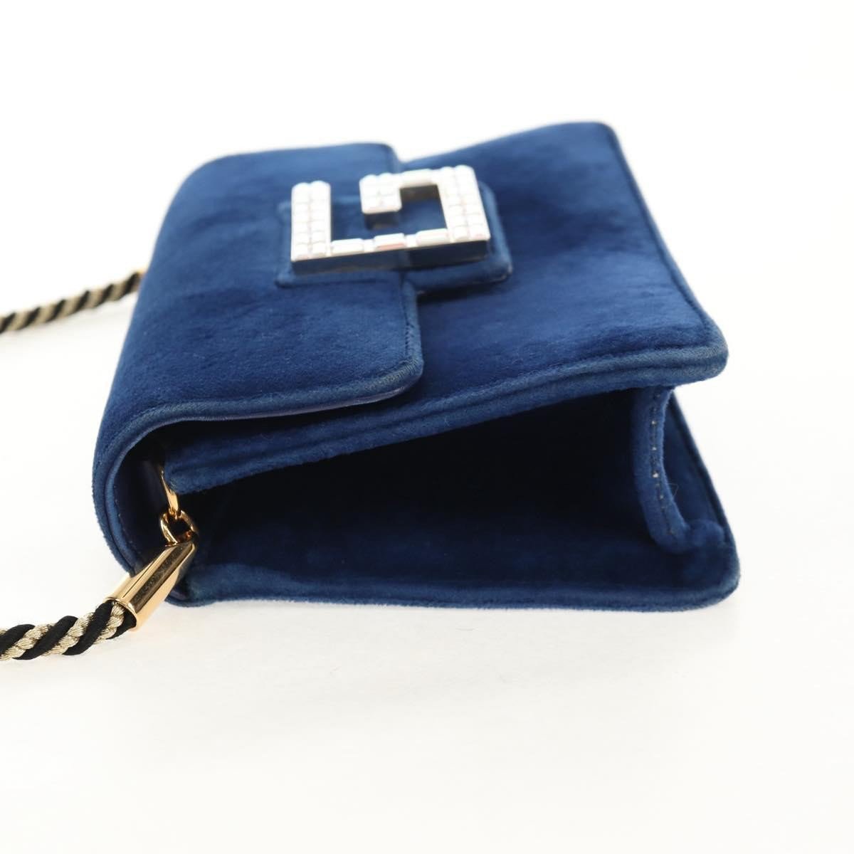 Gucci Gucci G Broadway Shoulder Bag Velvet with Crystals Small Blauw