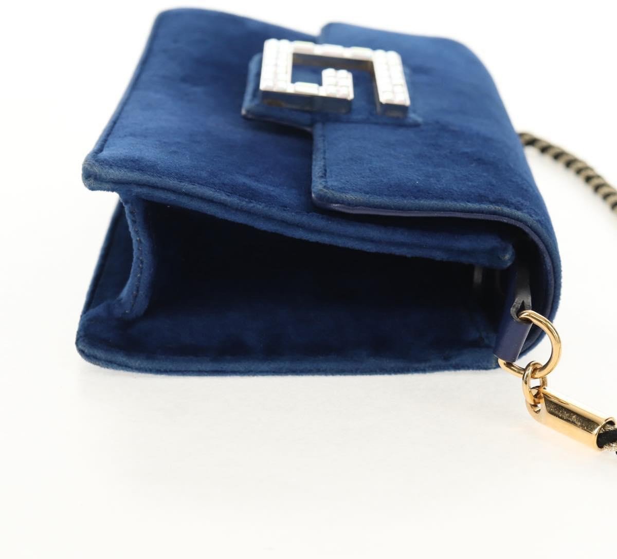 Gucci Gucci G Broadway Shoulder Bag Velvet with Crystals Small Blauw