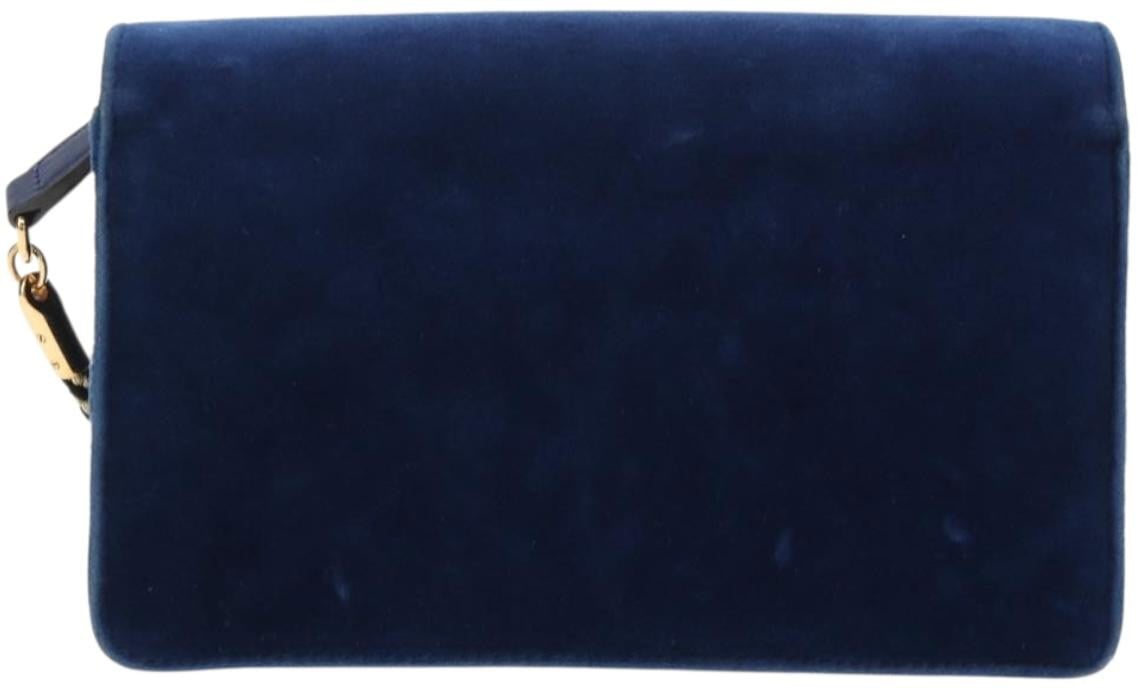 Gucci Gucci G Broadway Shoulder Bag Velvet with Crystals Small Blauw