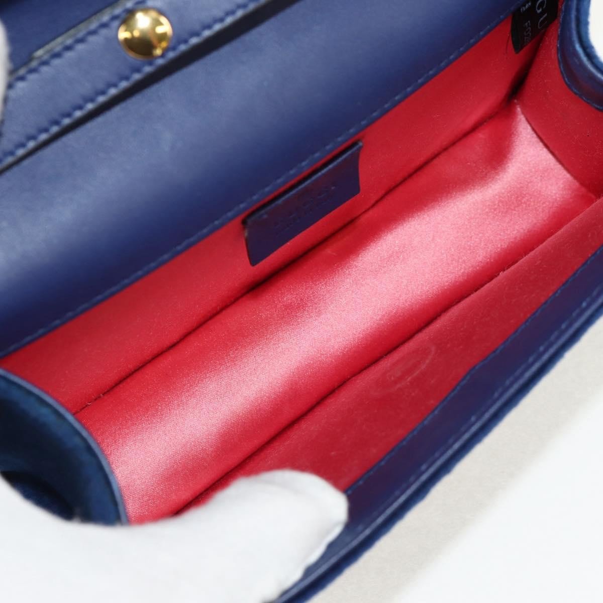 Gucci Gucci G Broadway Shoulder Bag Velvet with Crystals Small Blauw