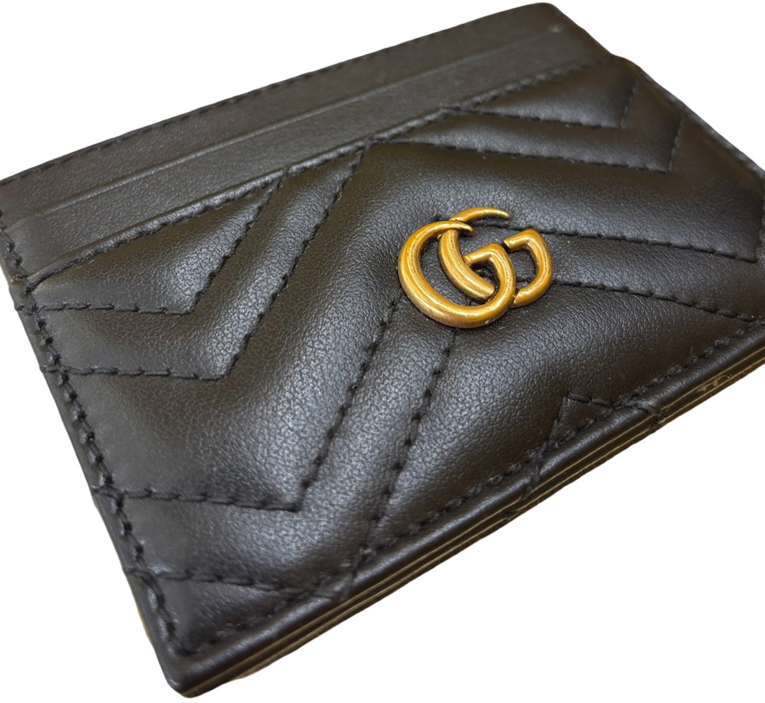 Gucci GG Marmont Card Holder Matelasse Leather Zwart