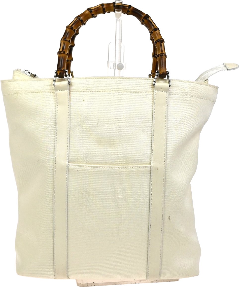 Gucci Gucci Convertible Bamboo Zip Tote Nylon Wit
