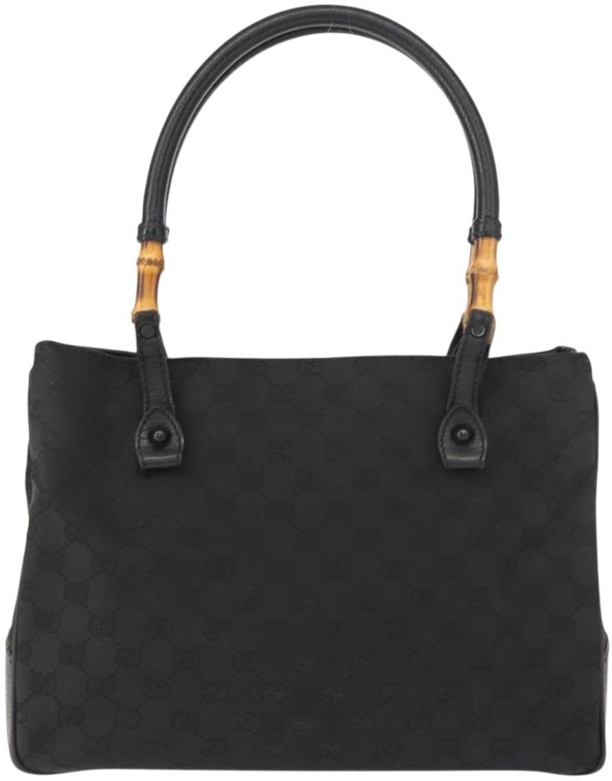 Gucci Gucci Vintage Bamboo Handle Bag Canvas Zwart