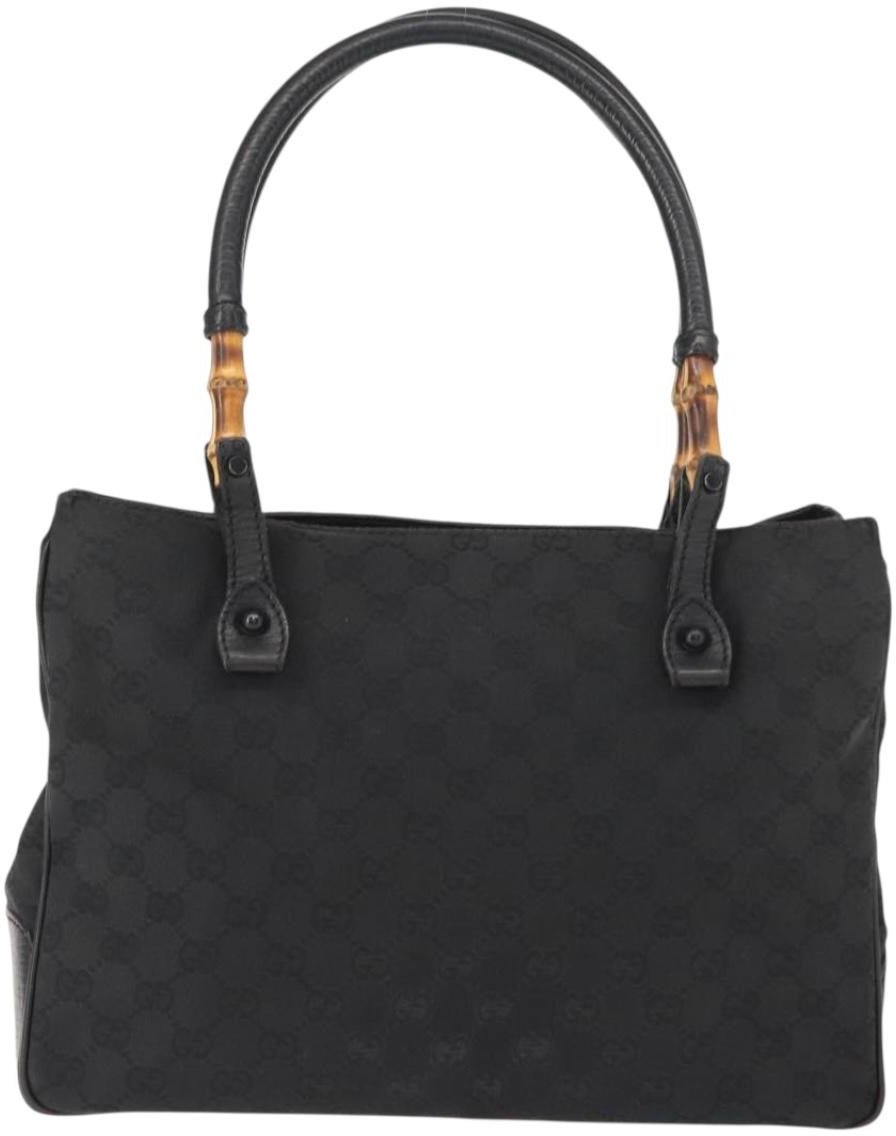 Gucci Gucci Vintage Bamboo Handle Bag Canvas Zwart