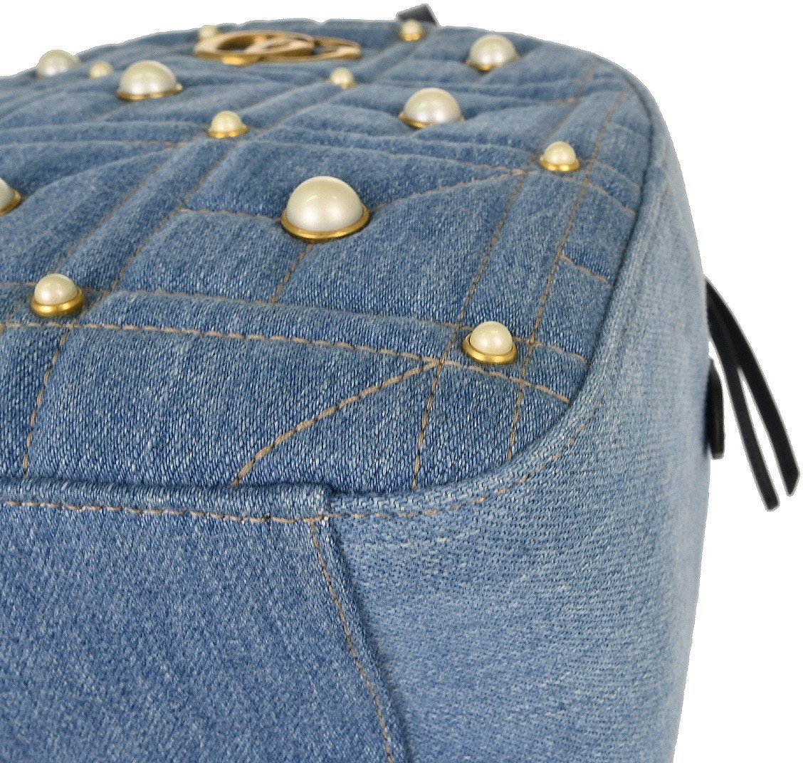 Gucci Backpack Embellished Wool Medium Blauw