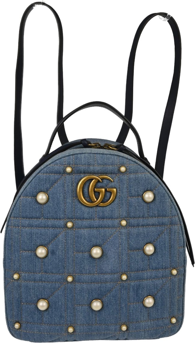 Gucci Backpack Embellished Wool Medium Blauw
