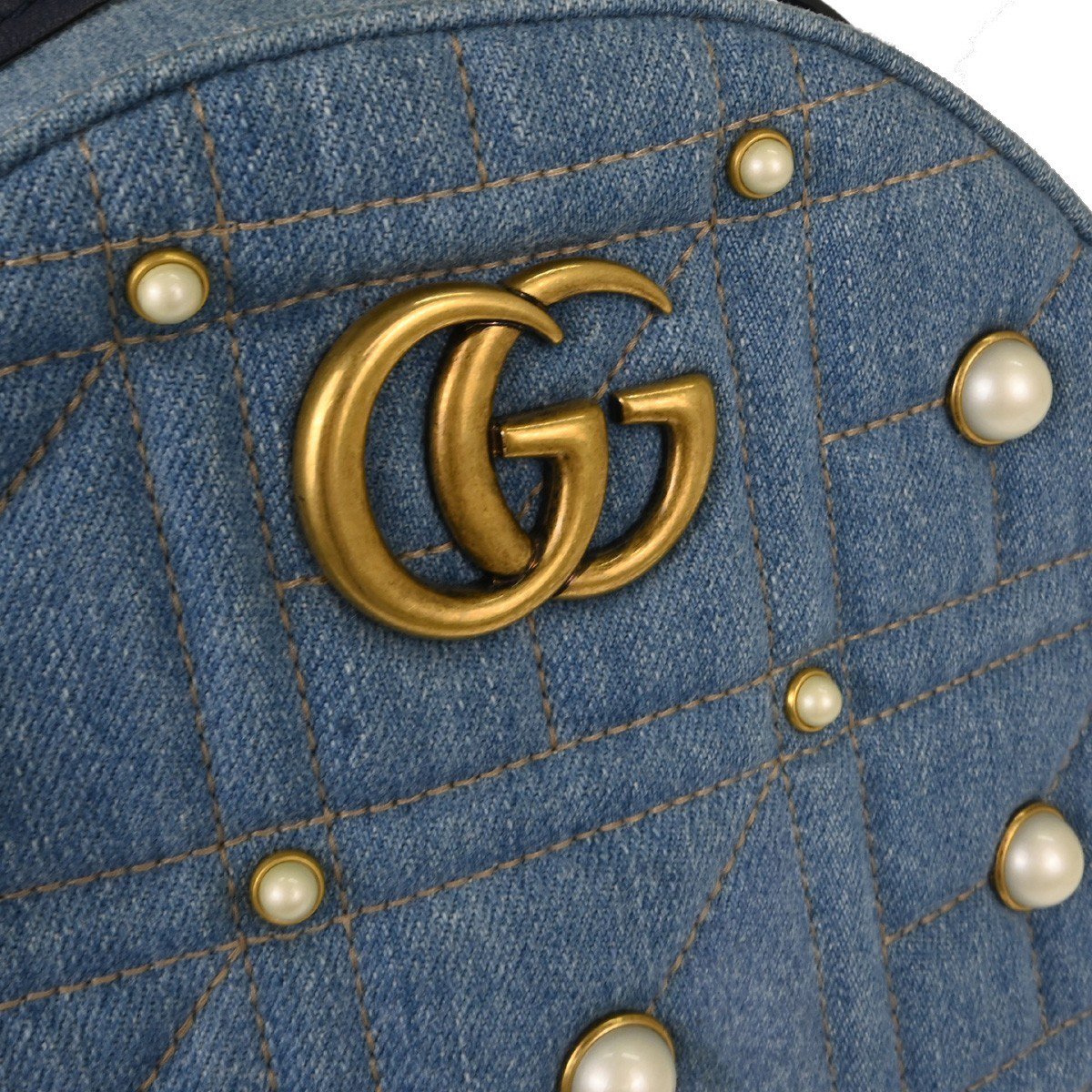 Gucci Backpack Embellished Wool Medium Blauw