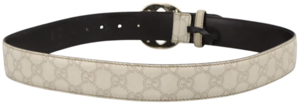 Gucci Interlocking G Reversible Belt Guccissima Leather Wide Wit
