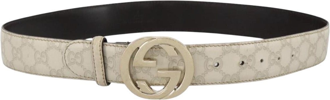 Gucci Interlocking G Reversible Belt Guccissima Leather Wide Wit