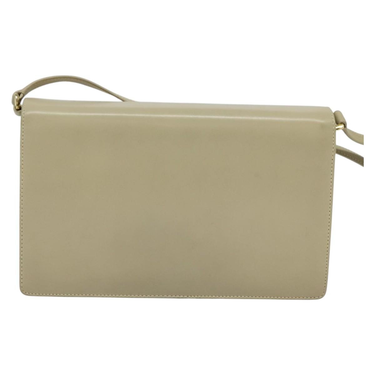 Gucci Gucci Vintage Interlocking G Flap Shoulder Bag Leather Small Beige