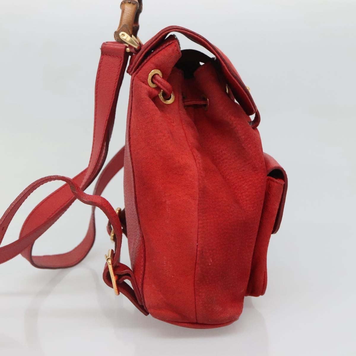 Gucci Vintage Bamboo Suede Mini Rood