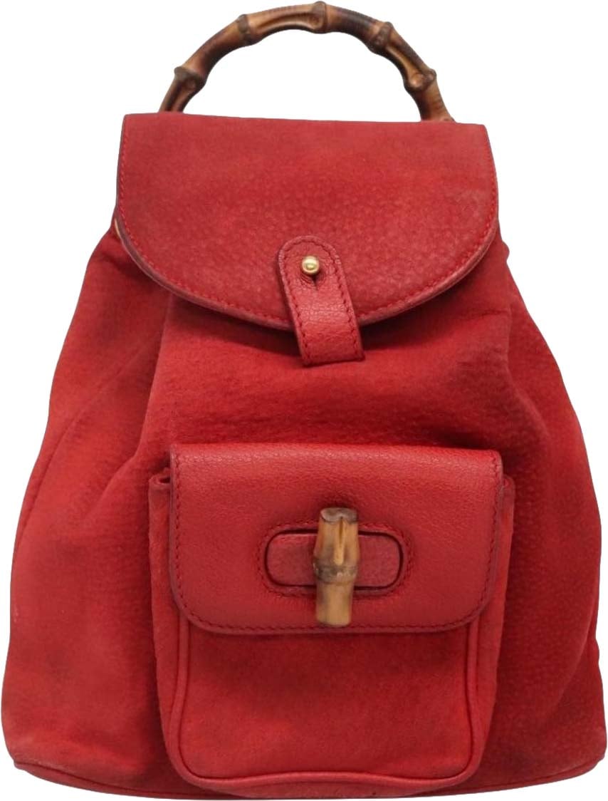 Gucci Vintage Bamboo Suede Mini Rood
