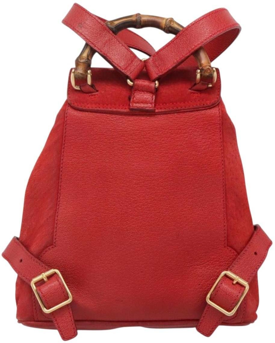 Gucci Vintage Bamboo Suede Mini Rood