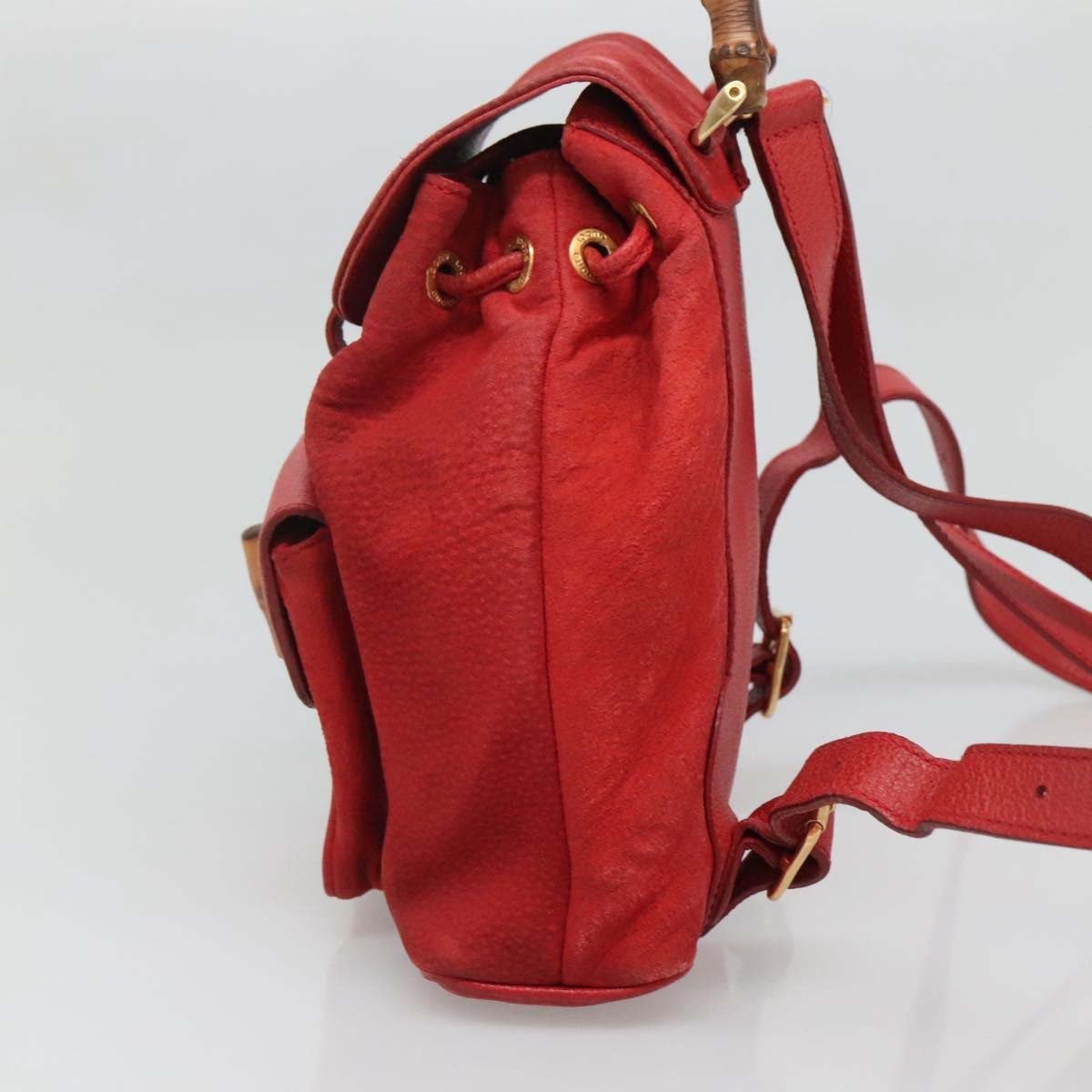 Gucci Vintage Bamboo Suede Mini Rood