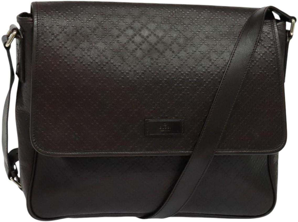 Gucci Gucci Lux Flap Messenger Bag Diamante Leather Large Bruin