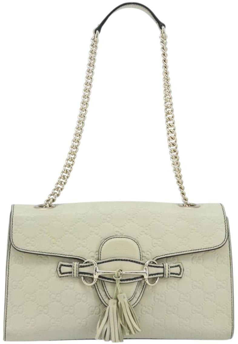 Gucci Emily Chain Flap Bag Guccissima Leather Medium Beige