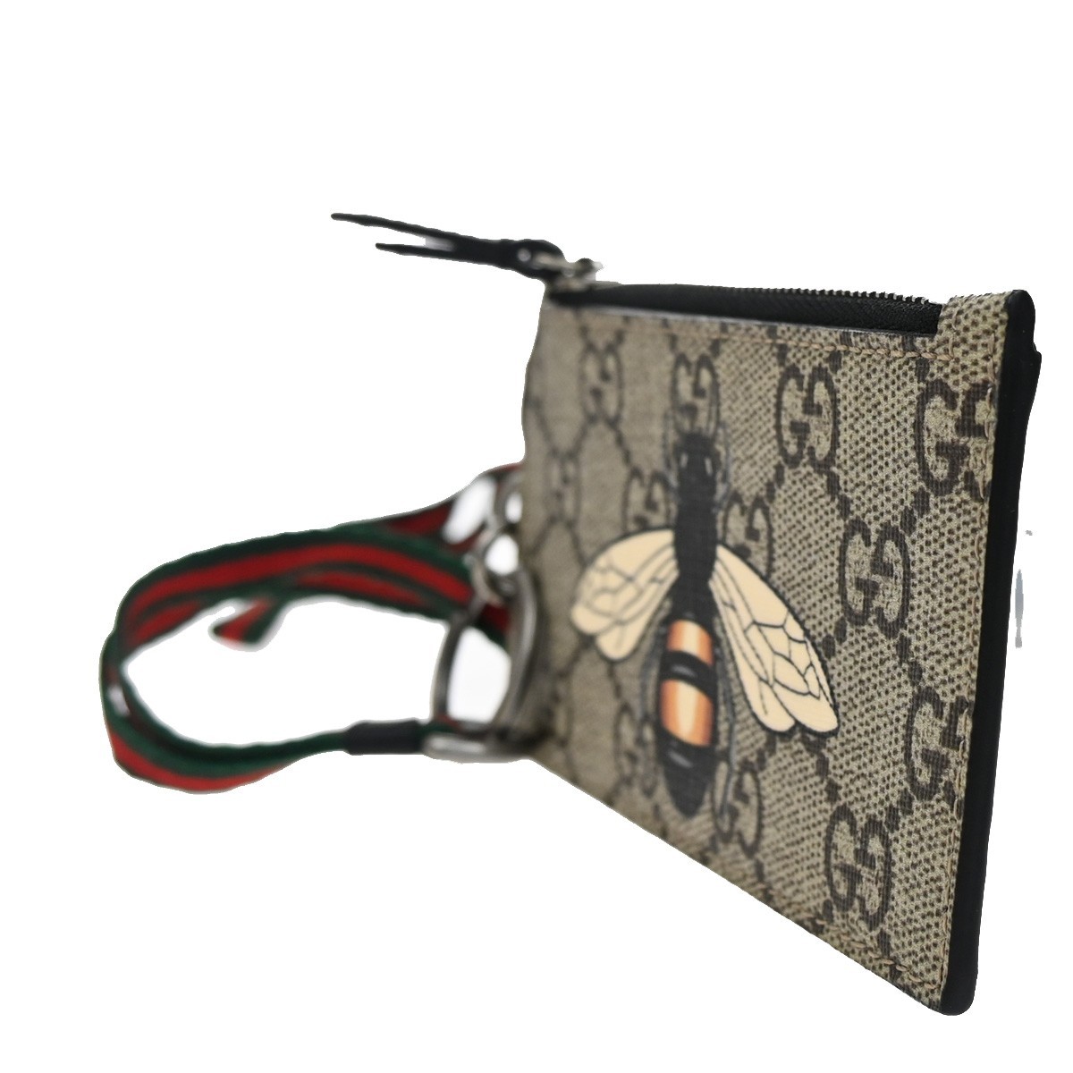 Gucci Gucci Bee Card Holder Printed GG Coated Canvas Bruin