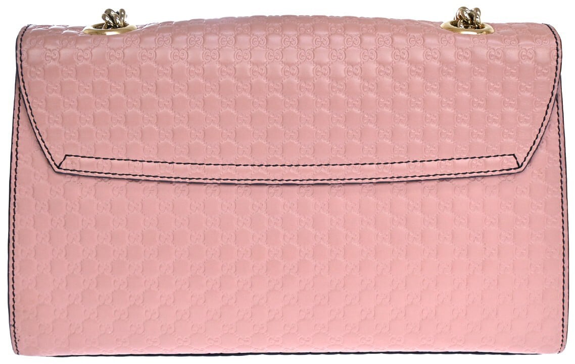 Gucci Gucci Emily Chain Flap Bag Microguccissima Leather Medium Roze