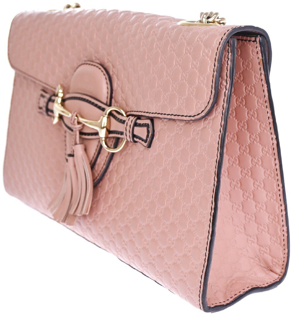 Gucci Gucci Emily Chain Flap Bag Microguccissima Leather Medium Roze