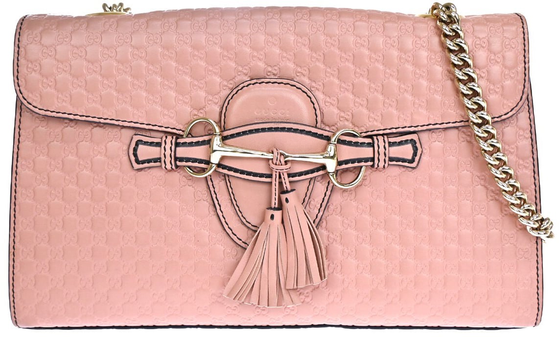 Gucci Gucci Emily Chain Flap Bag Microguccissima Leather Medium Roze