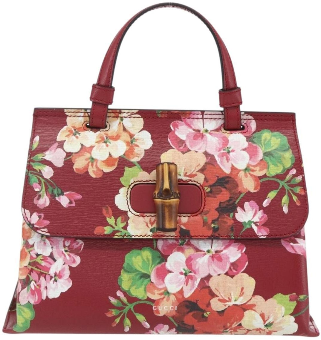 Gucci Gucci Bamboo Daily Top Handle Bag Blooms Print Leather Small Divers