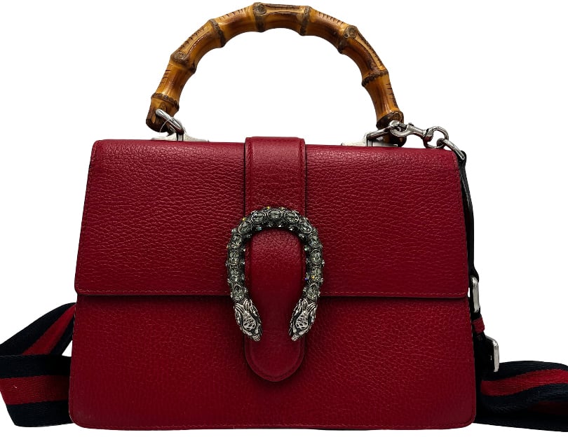Gucci Gucci Dionysus Bamboo Top Handle Bag Leather Medium Rood