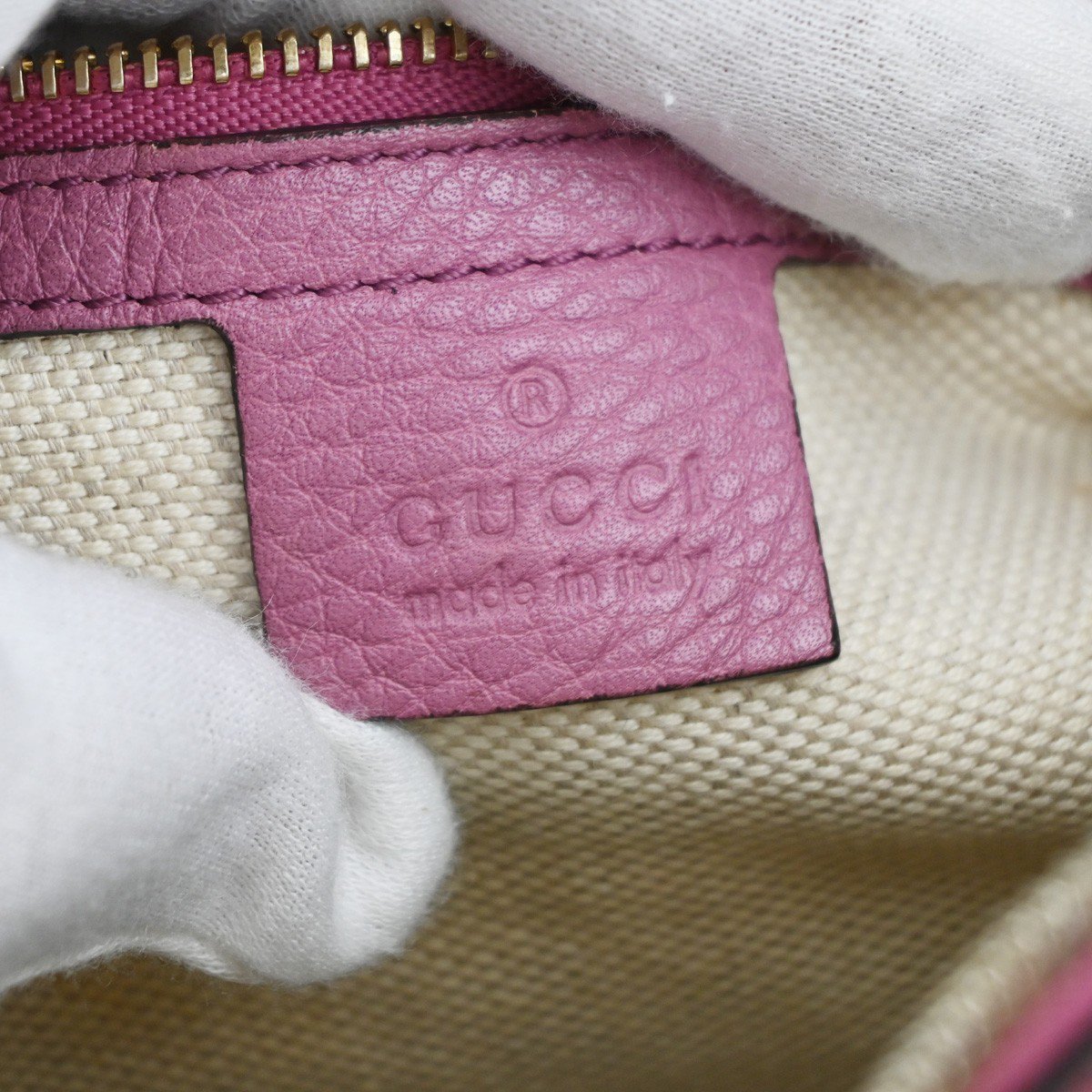 Gucci Soho Boston Leather Roze