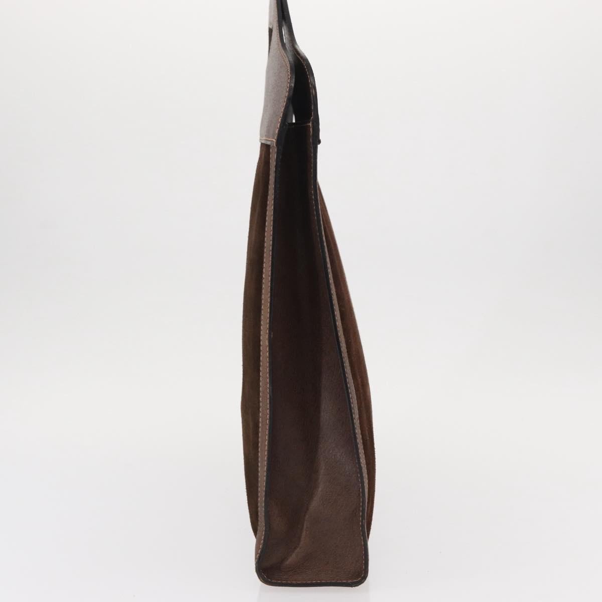 Gucci Gucci Vintage Web Sherry Line Handbag Suede Bruin