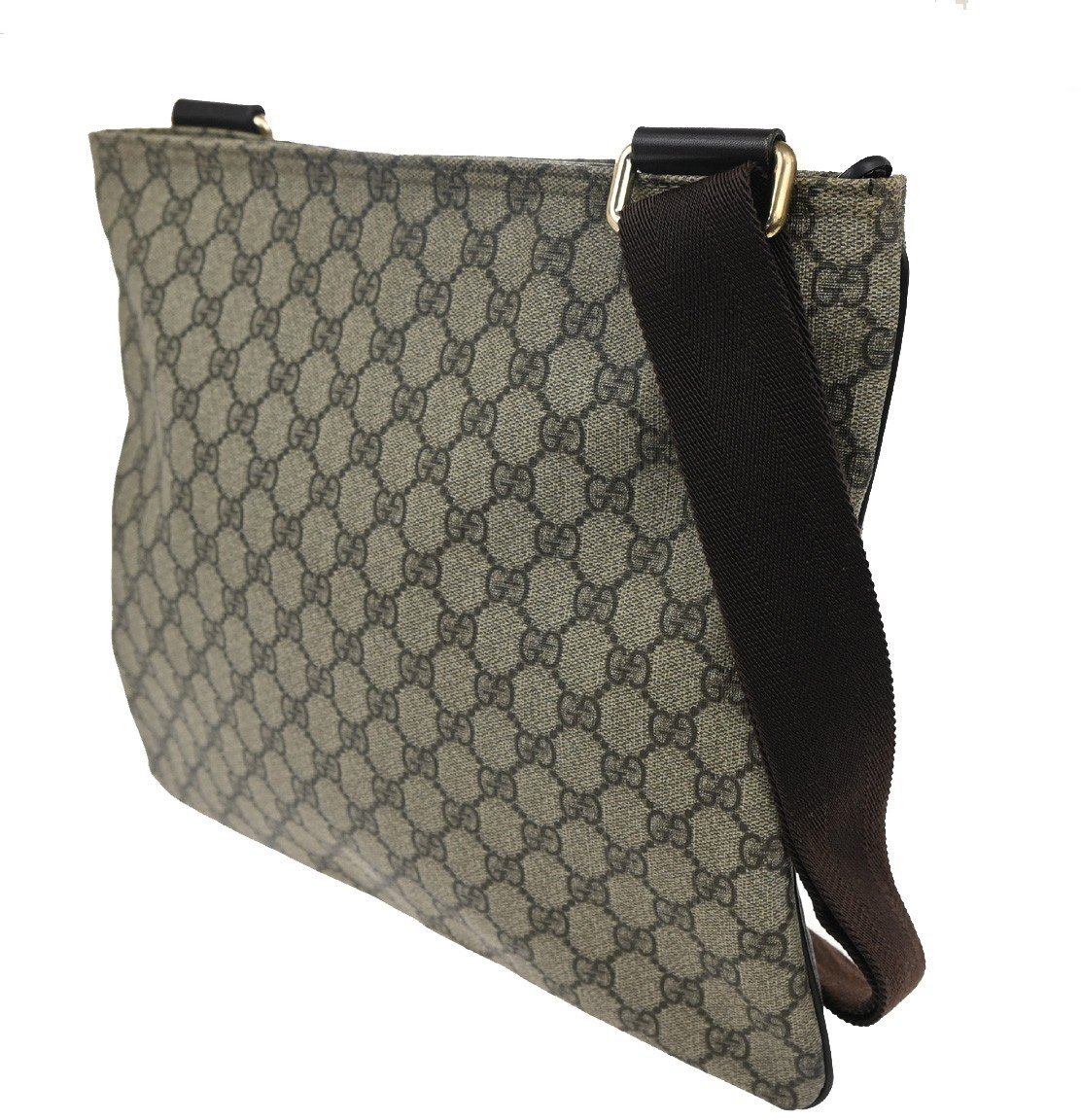 Gucci Gucci Zip Top Messenger Bag GG Coated Canvas Small Bruin