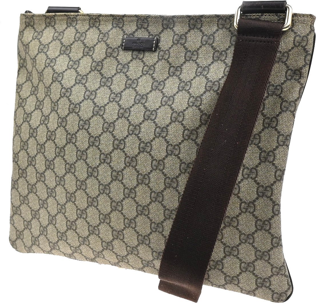 Gucci Gucci Zip Top Messenger Bag GG Coated Canvas Small Bruin