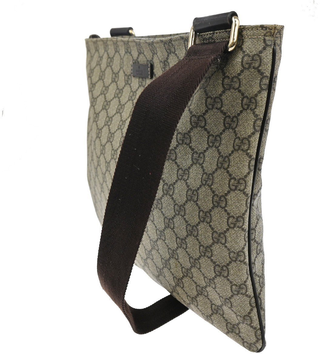 Gucci Gucci Zip Top Messenger Bag GG Coated Canvas Small Bruin