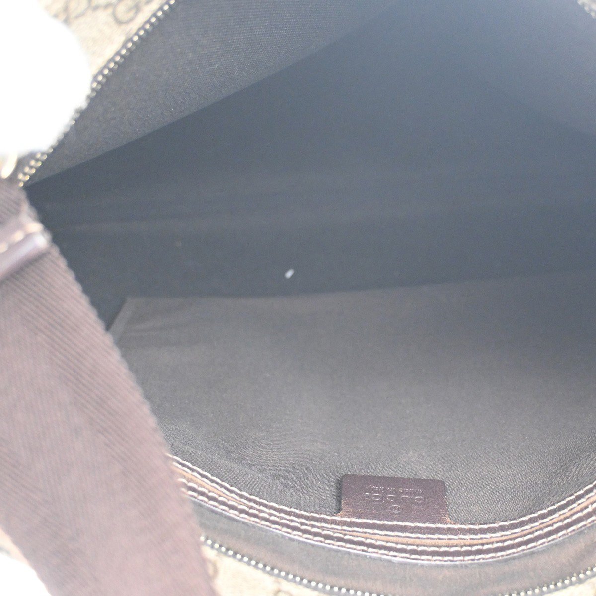 Gucci Gucci Zip Top Messenger Bag GG Coated Canvas Small Bruin