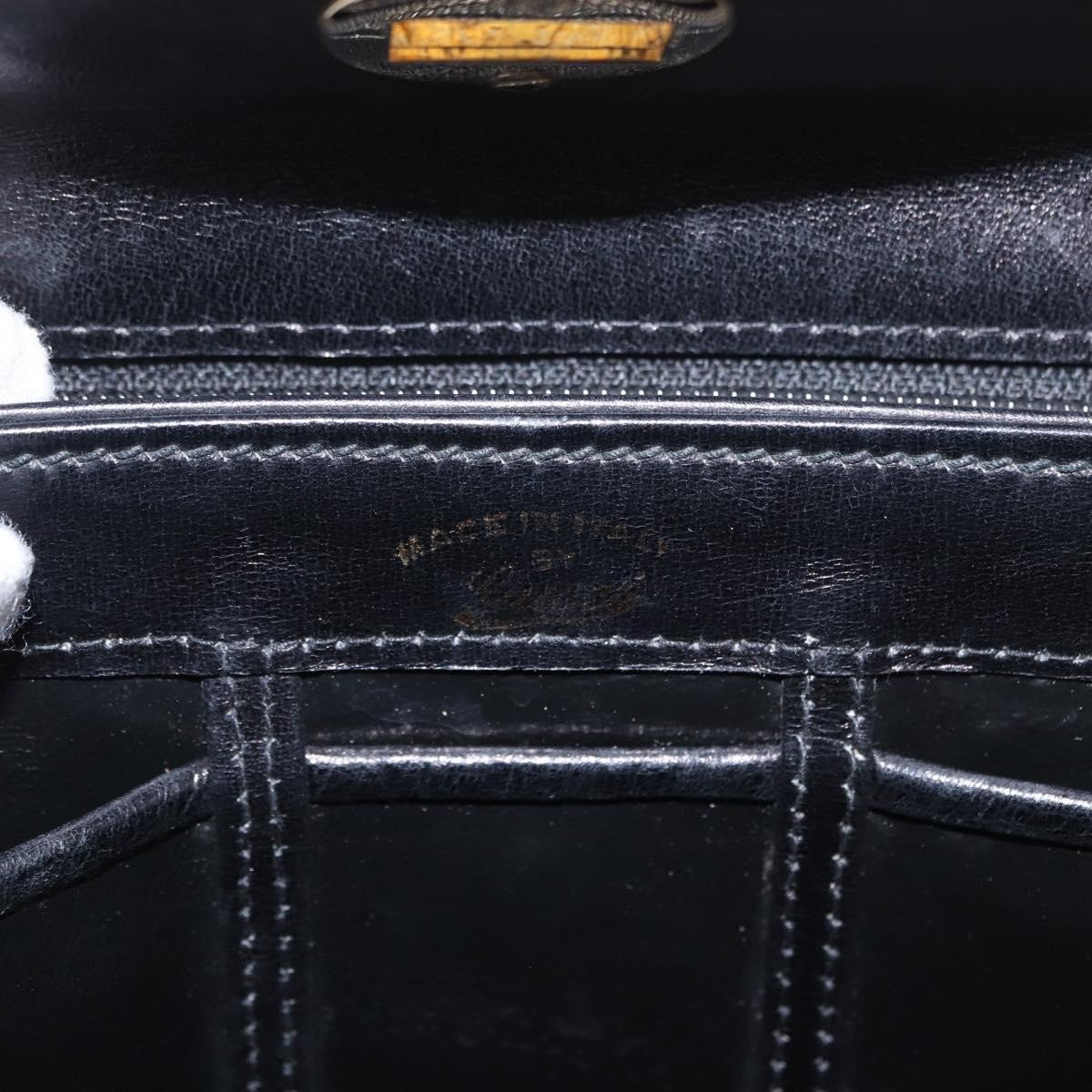 Gucci Vintage Convertible Bamboo Box Leather Small Zwart