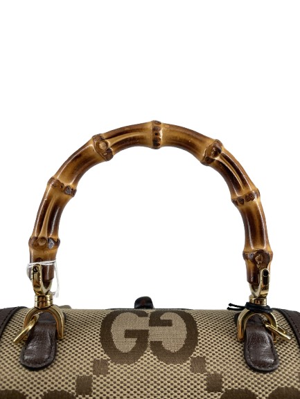 Gucci Gucci Bamboo 1947 Top Handle Bag Jumbo GG Canvas Small Bruin